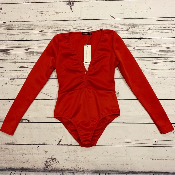 Boohoo Tops - Boohoo Red Claire Cross Strappy Back Scuba Body